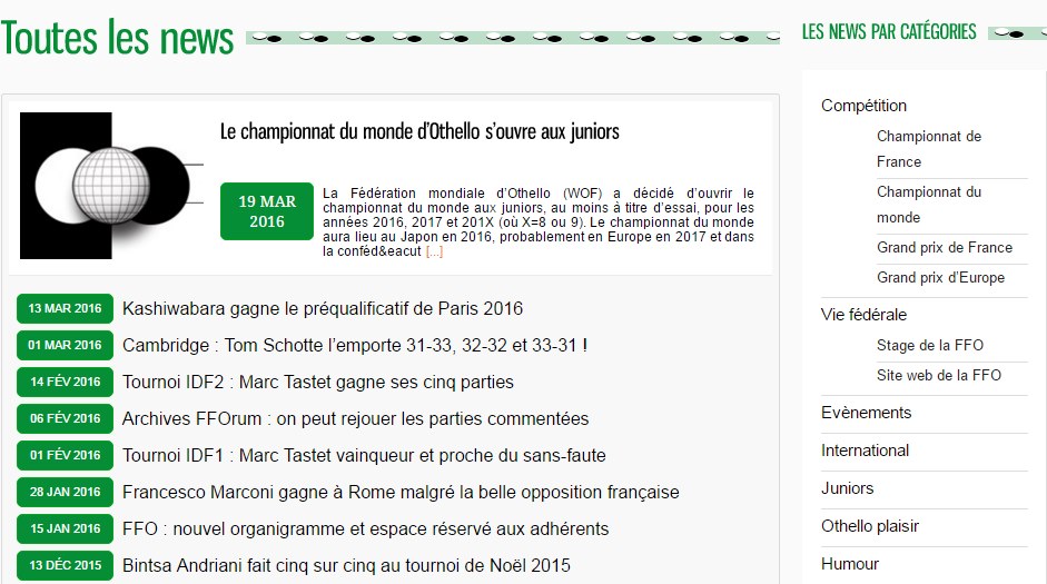 A droite cliquez sur une catégorie (ex : Compétition) ou sous-catégorie (ex : Championnat de France)